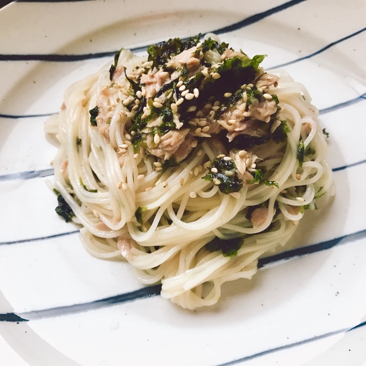 混ぜるだけ！ツナと韓国海苔のそうめん